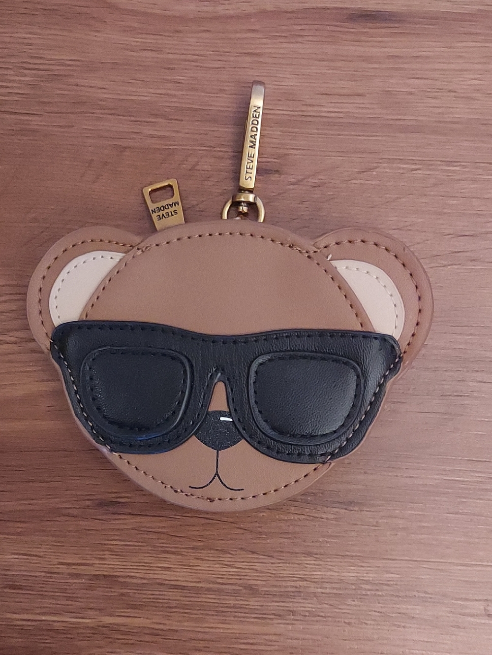 Steve Madden Brown Bear Coin Purse with Black Sunglasses